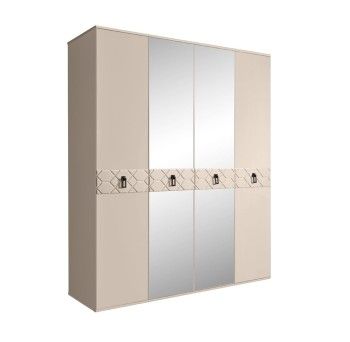 Шкаф 4-х дв. с зеркалами Bogemia Farfalle (Ваниль/Черный) БМШ1/4(Fa)