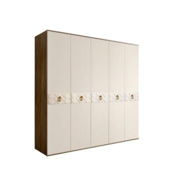 Шкаф 5-ти дв. Bogemia Woodline Fa (Слоновая кость/Золото) БМШ2/5(Fa)