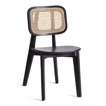 Стул ODIN, дерево вяз/ротанг, черный, 42х45х78 см