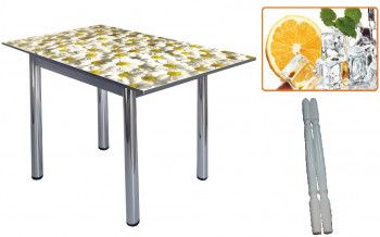 Стол обеденный 832-П (Апельсин (ЧС-24) /ноги Белый)