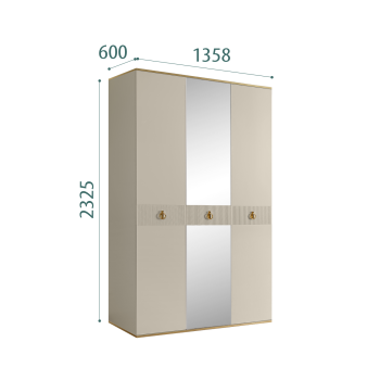 Шкаф 3-х дверный с зеркалом Римини СОЛО (Ваниль/Золото) РМШ1/3(s)