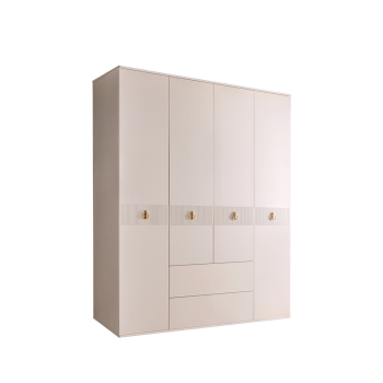 Шкаф 4-х дверный с ящиками Римини СОЛО (Бежевый/Золото) РМШ2/41(s)