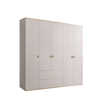 Шкаф 5-ти дверный с ящиками Римини (Слоновая кость/Золото) РМШ2/51