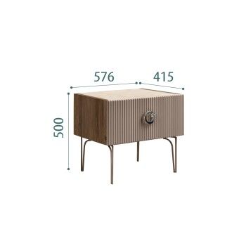 Тумба прикроватная Bogemia Woodline Fi (Мокка) (Novabuk/Хром) БМТП-1