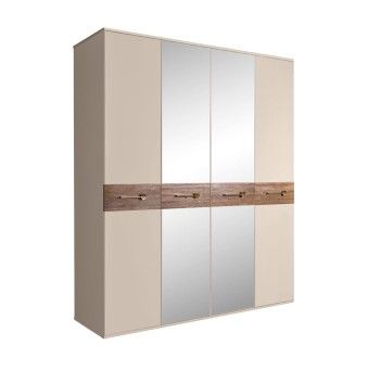 Шкаф 4-х дв. с зеркалами Bogemia Wood Wo (Ваниль/Золото) БМШ1/4(Wo)