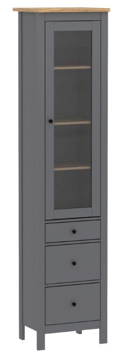 Шкаф с витриной Сага, 50х41х215 см, серый/ясень