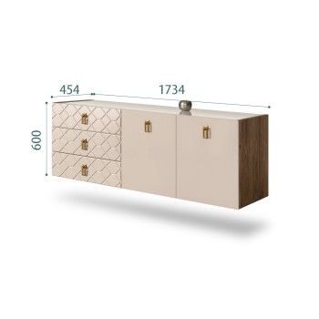 Комод 1.6м Bogemia Woodline Fly Fa (Ваниль) (Lakobel/Золото) БМКМ-4