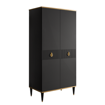 Шкаф-пенал Римини СОЛО (Черный/Золото) РМП-2(s)
