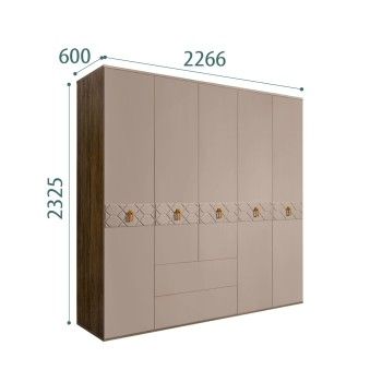 Шкаф 5-ти дверный с ящиками, Bogemia Woodline Wood Fi (Мокка/Хром) БМШ2/51(Wo)