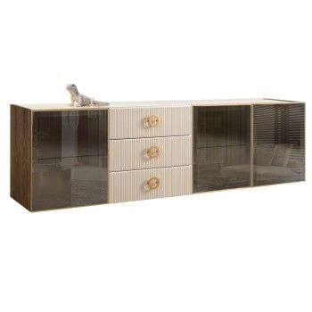 Комод 2.1м Bogemia Woodline Fly Fi (Слоновая кость) (Lakobel/Золото) БМКМ-5[5]