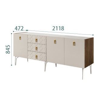 Комод 2.1м Bogemia Woodline Fa (Шелк) (Novabuk/Золото) БМКМ-5