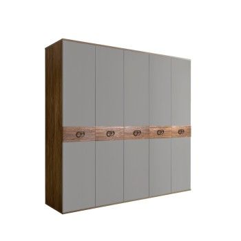 Шкаф 5-ти дв. Bogemia Woodline Wood Fi (Серый/Хром) БМШ2/5(Wo)