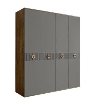 Шкаф 4-х дверный Bogemia Woodline Fi (Серый/Золото) БМШ2/4