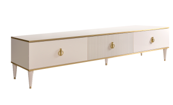 Тумба под телевизор 3 ящика Римини СОЛО (Слоновая кость/Золото) РМТ-4(s)