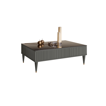 Журнальный столик с ящиком Римини СОЛО (Серый/Золото) РМСТ-2(s)