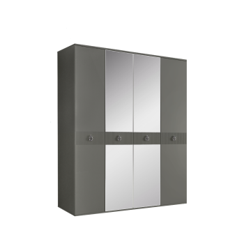 Шкаф 4-х дверный с зеркалом, с ящиками Римини СОЛО (Серый/Золото) РМШ1/41(s)
