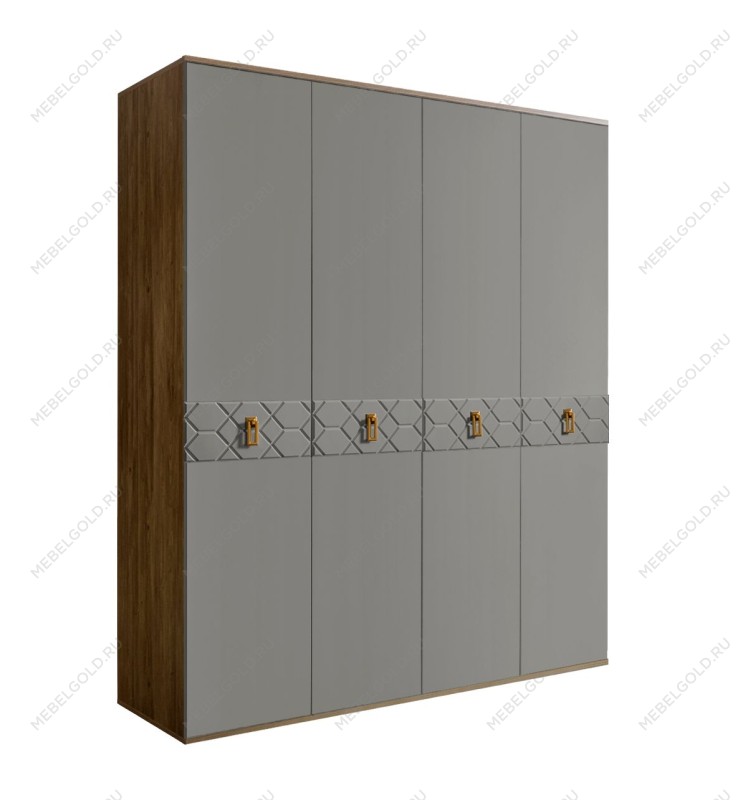 Шкаф 4-х дверный Bogemia Woodline Fa (Серый/Золото) БМШ2/4