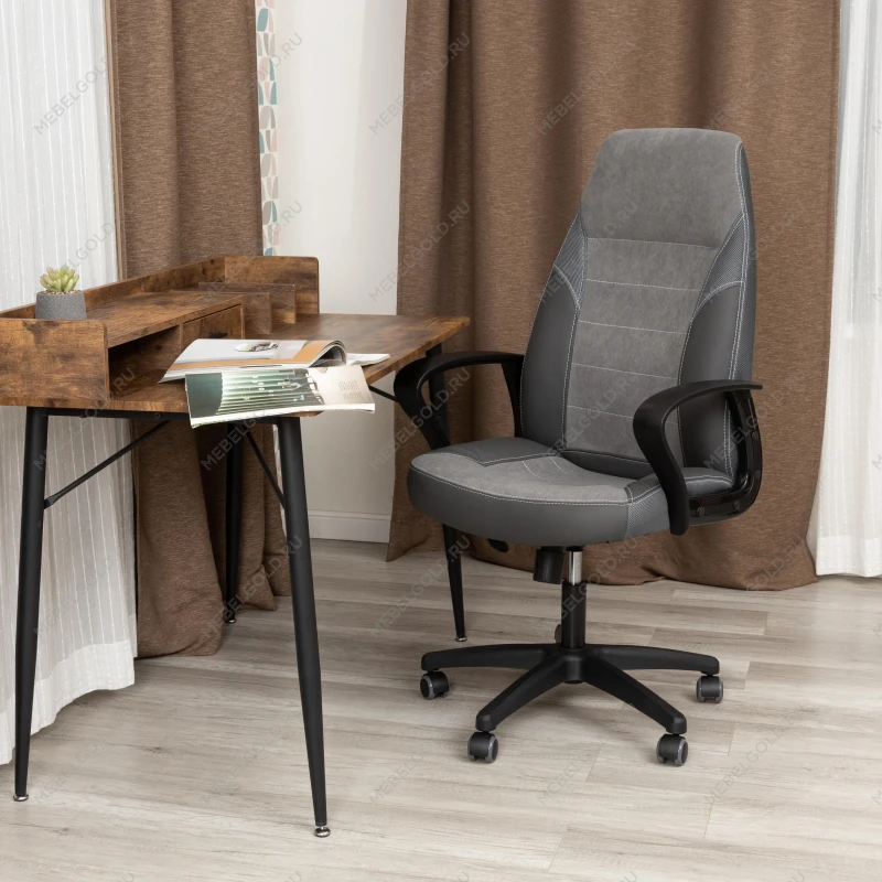 Кресло INTER (24), кож/зам/флок/ткань, серый/металлик, C-36/29/TW-12 | изображение 12