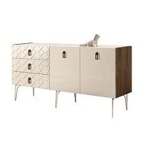 Комод 1.6м Bogemia Woodline Fa (Слоновая кость) (Lakobel/Черный) БМКМ-4