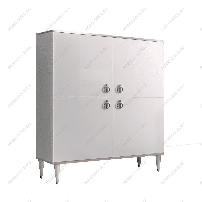 Пенал 4 двери Римини (Белый/Серебро) РМП-3