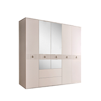 Шкаф 5-ти дверный с зеркалом, с ящиками Римини СОЛО (Слоновая кость/Серебро) РМШ1/51(s)