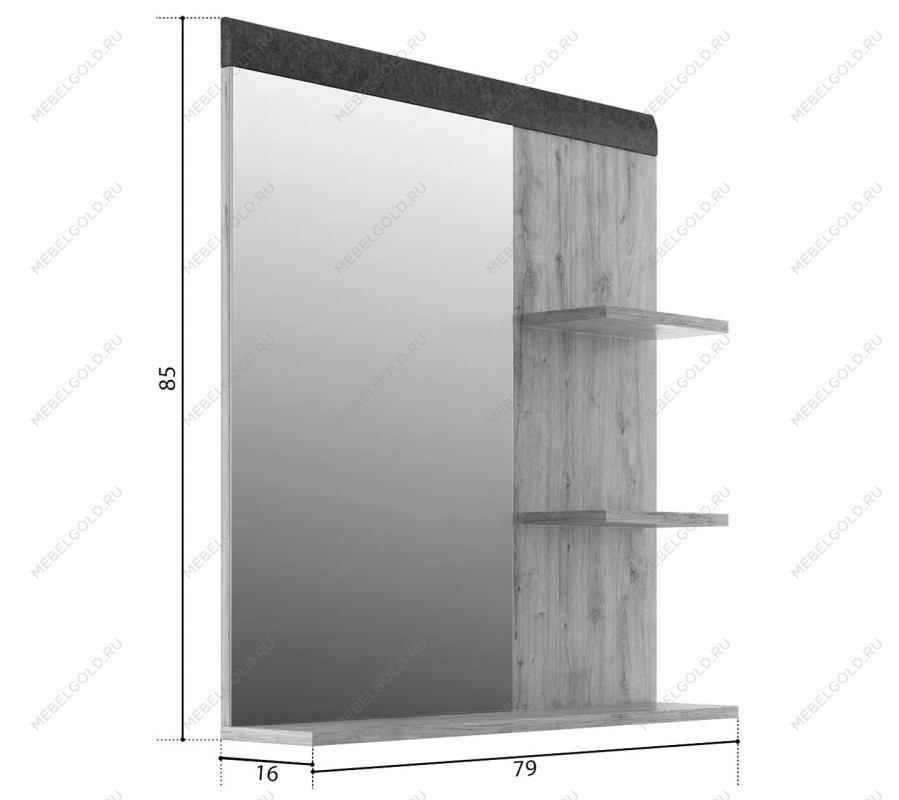 Полка настенная с зеркалом Грейс LUS 80 | изображение 4