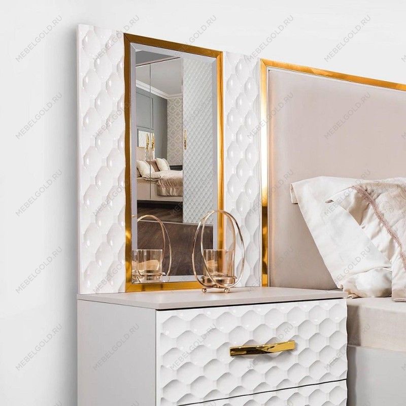 м. Марьина Роща - Зеркало Лара для прикроватной тумбы белый глянец