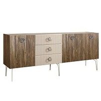 Комод 2.1м Bogemia Woodline Wood Fi (Слоновая кость) (Novabuk/Хром) БМКМ-5