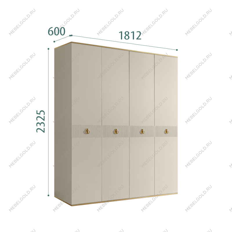 Шкаф 4-х дверный Римини СОЛО (Ваниль/Золото) РМШ2/4(s)