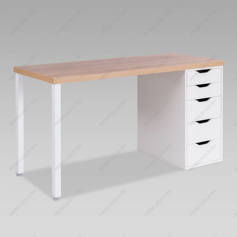 ИНГАР стол письменный ИКЕА / IKEA 2/5Т 140x75x55, дуб беленый/белый | изображение 1