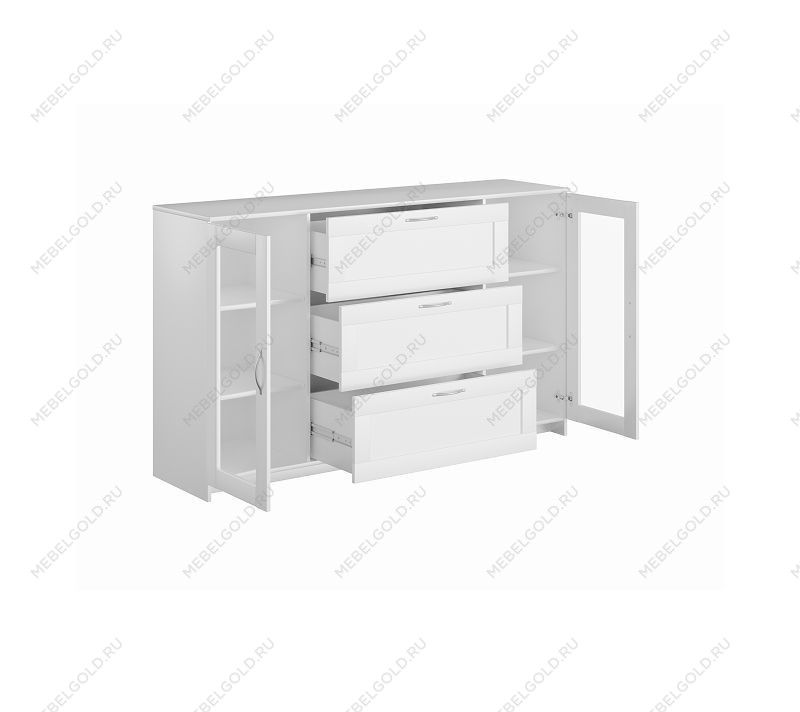 БРИМНЭС / СИРИУС тумба ИКЕА / IKEA 2 двери со стеклом и 3 ящика 156х95 белая | изображение 2