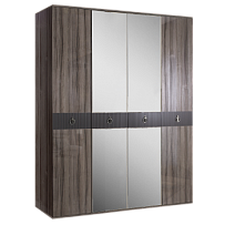 Шкаф 4-х дверный с зеркалом Римини СОЛО (Орех империя/Серебро) РМШ1/4(s)