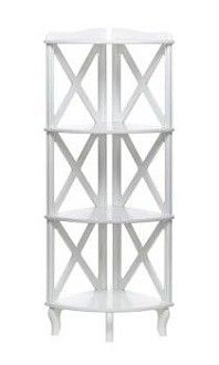 Этажерка-стеллаж угловая Джульетта-3 (молочный дуб)