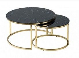Комплект Signal MUSE, 2 стола журнальных (эффект черного мрамора/золотой)