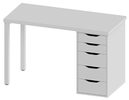 ИНГАР стол письменный ИКЕА / IKEA белый,120x75, с одной тумбой
