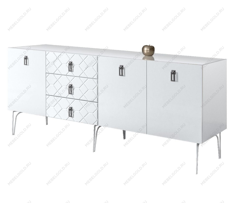 Комод 2.1м Bogemia Farfalle (Белый) (Lakobel/Хром) БМКМ-5(Fa)