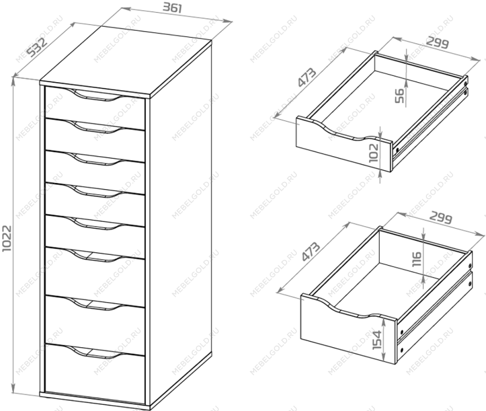 ИНГАР 8 комод 36x102x53, серо-бирюзовый | изображение 2