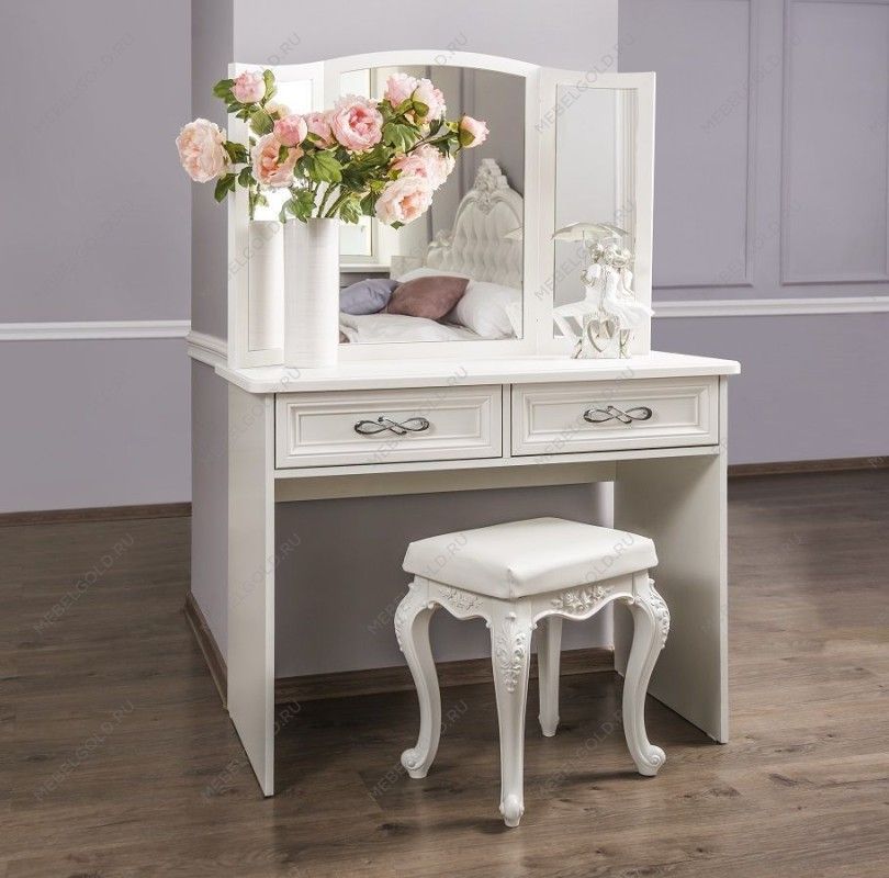 Зеркало трельяж Мишель для туалетного столика белый матовый | изображение 3