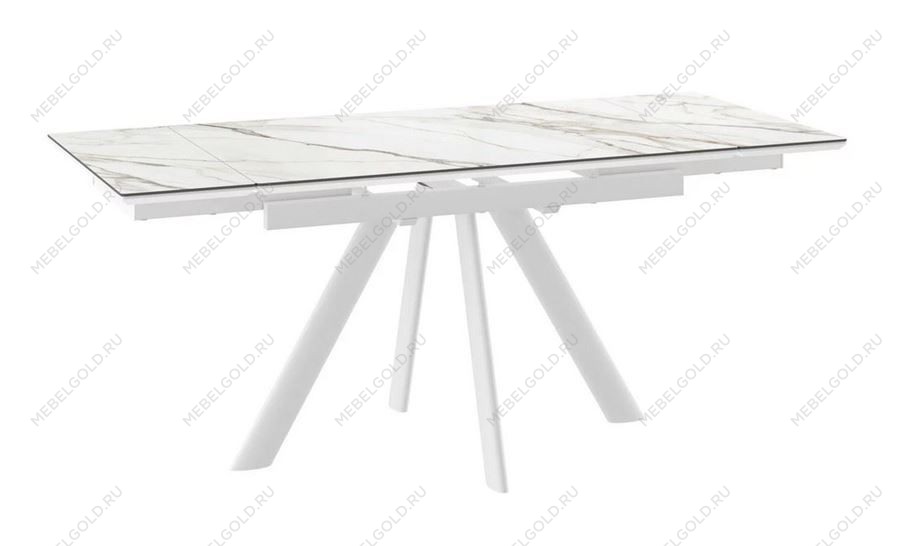 Стол с керамическим покрытием Джейтон-120 (CALAKATTA GOLD ST CER/Белый) 120(30+30)х80 | изображение 1