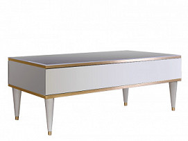 Журнальный столик с выдвижным ящиком Римини (белый золото) РМСТ-2