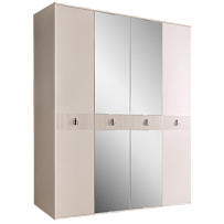 Шкаф 4-х дверный с зеркалом Римини СОЛО (Бежевый/Серебро) РМШ1/4(s)