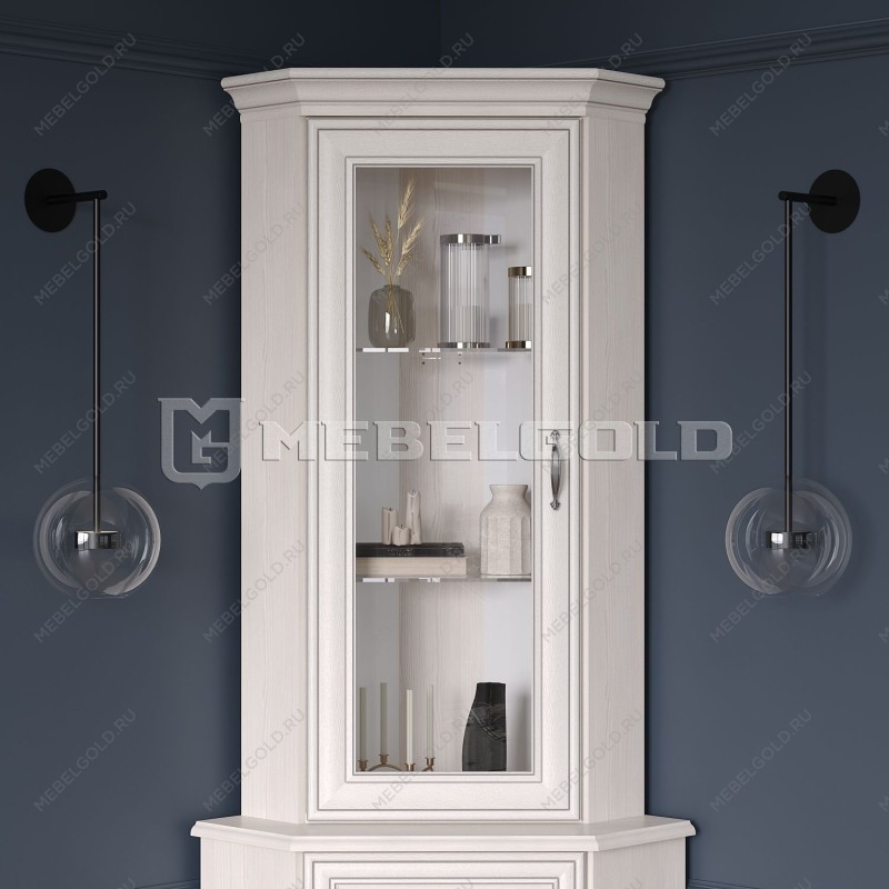 Шкаф с витриной Тиффани 1VU вудлайн кремовый | изображение 1