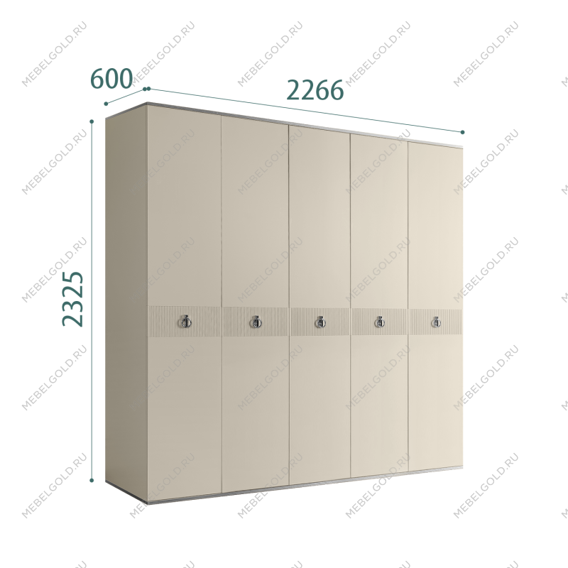 Шкаф 5-ти дверный Римини СОЛО (Ваниль/Серебро) РМШ2/5(s)