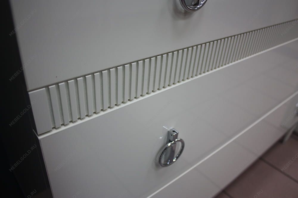 Лобня - Шкаф 3-х дв. (с зеркалом) для платья и белья Римини СОЛО (слоновая кость серебро) РМШ1/3 (s) | изображение 5