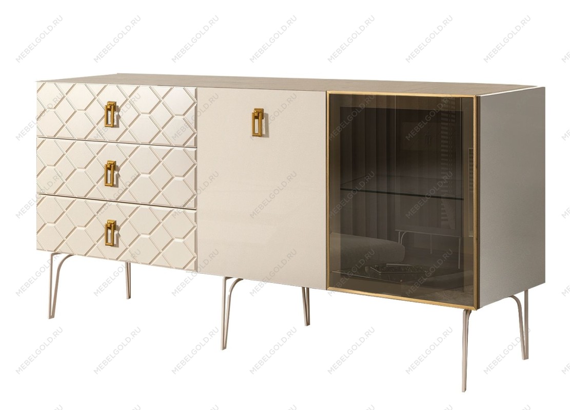 Комод 1.6м Bogemia Farfalle (Слоновая кость) (Novabuk/Золото) БМКМ-4(Fa)[5][10]