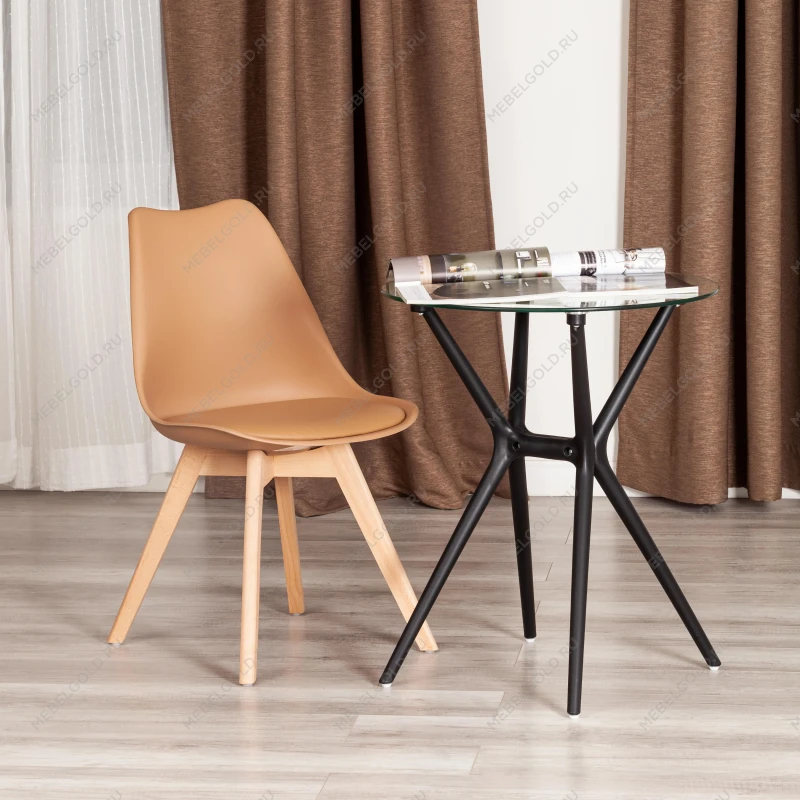 Стул TULIP (mod. 73-1), дерево/пластик/экокожа, 47,5x55x80 см, Бежевый (Latte) | изображение 8