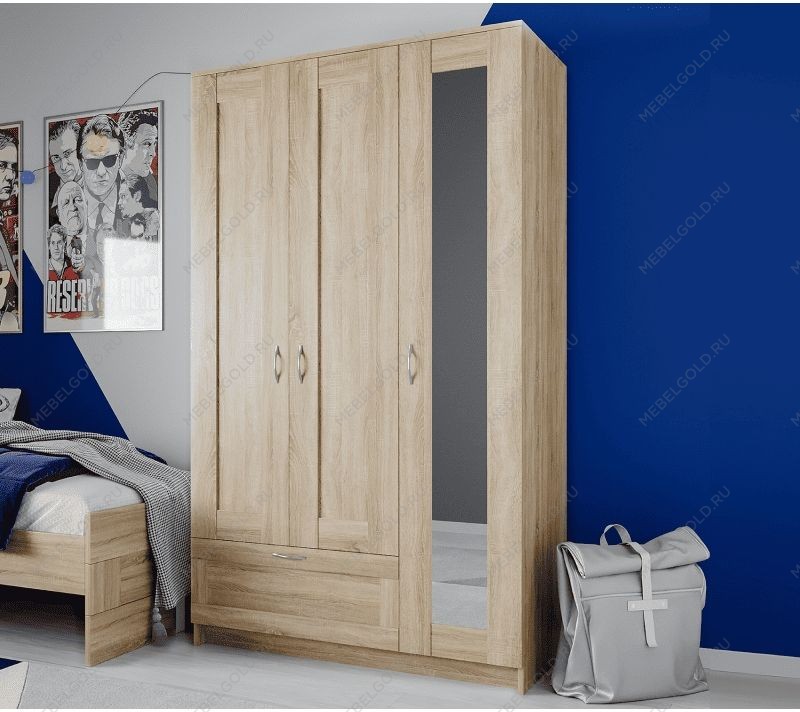 БРИМНЭС / СИРИУС Шкаф ИКЕА / IKEA комбинированный 3 двери и 1 ящик сонома | изображение 4