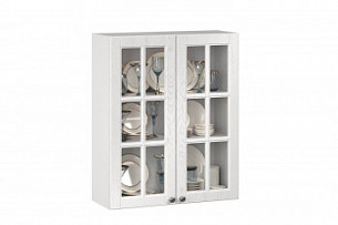 Шкаф кухонный 800 высокий со стеклом Мокка Тип 2 (Белый/Дуб фактурный белый)