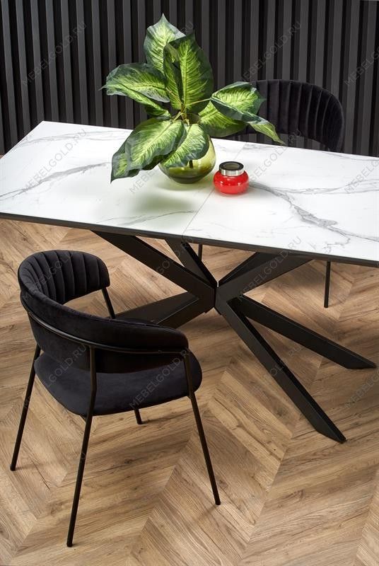 Стол обеденный Halmar DIESEL раскладной (белый мрамор/темно-серый/черный) | изображение 5