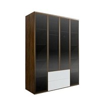 Шкаф 4-х дв. с ящиками Bogemia Woodline Air (Белый/Золото) БМШ2/42(4)